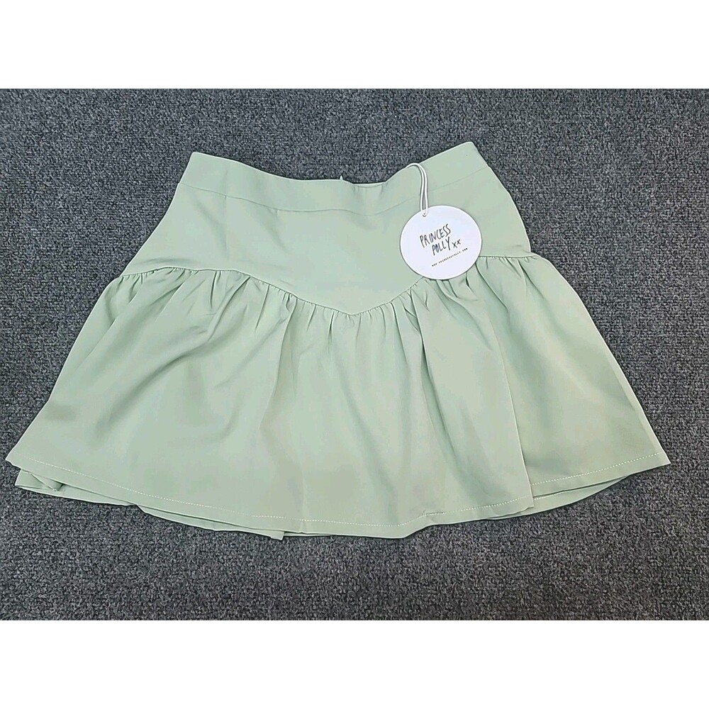 NWT Princess Polly Delphie Mini Skirt Mint  Sage Green Ruffle Size US 6 Zipup